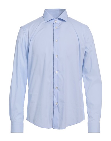 BRIAN DALES Camicia tinta unita Blu chiaro 80% Cotone, 15% Poliammide, 5% Elastan