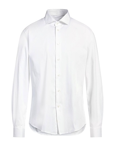 BRIAN DALES Solid color shirt White 80% Cotton, 15% Polyamide, 5% Elastane