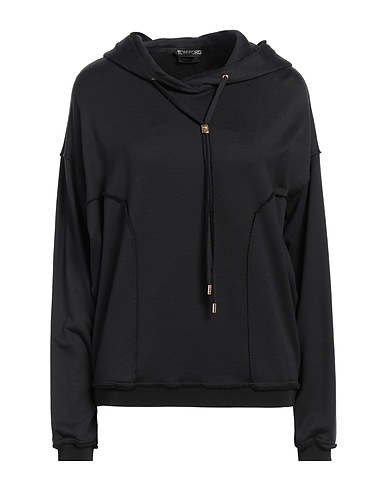 TOM FORD Hooded sweatshirt Black 62% Silk, 38% Cotton, Viscose, Elastane, Calfskin