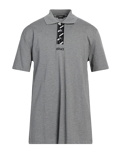 VERSACE Polo shirt Grey 100% Cotton, Polyamide