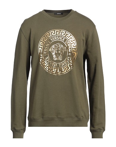 VERSACE Sweatshirt Military green 100% Cotton, Elastane