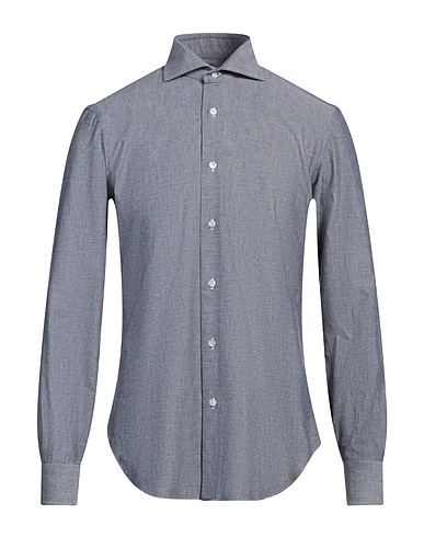 BARBA Napoli Solid colour shirt Navy blue 100% Cotton