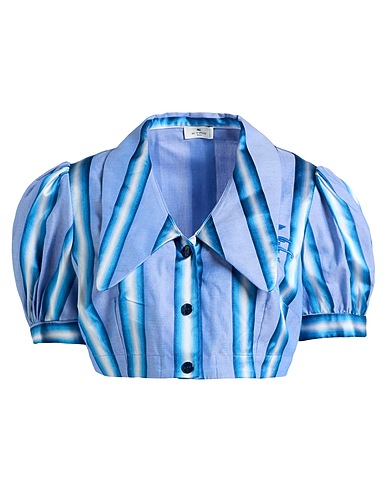 ETRO Striped shirt Light blue 70% Cotton, 28% Viscose, 2% Silk