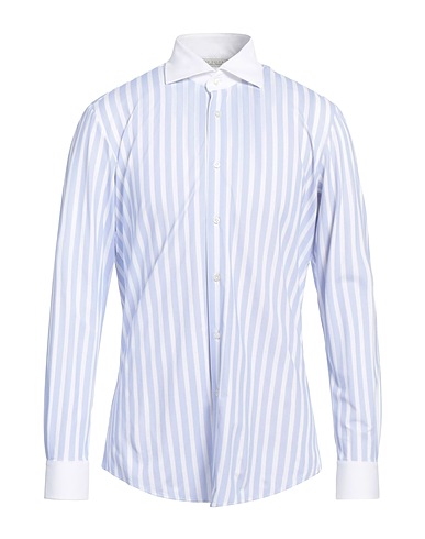 BRIAN DALES Striped shirt NATURAL LOW IMPACT Light blue 87% Polyamide, 13% Elastane