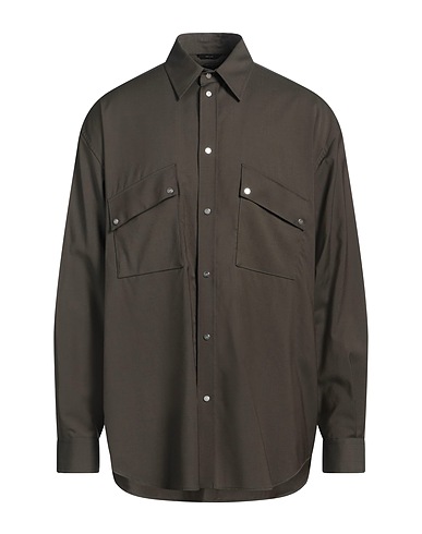 FENDI Solid color shirt Dark green 100% Virgin Wool