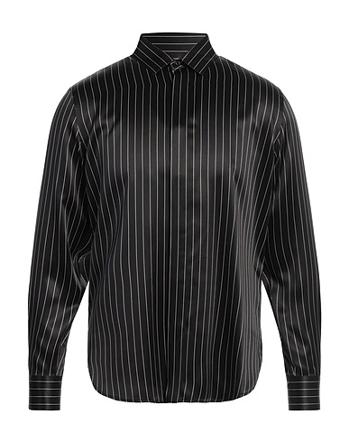 SAINT LAURENT Striped shirt Black 100% Silk