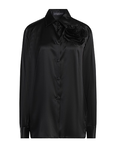 ERMANNO SCERVINO 솔리드 컬러 셔츠 & 블라우스 블랙 93% 실크, 7% 엘라스테인