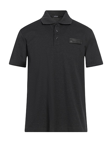 VERSACE Polo Plomb 100% Coton, Cuir de veau