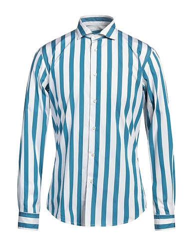 BRIAN DALES Striped shirt Slate blue 100% Cotton