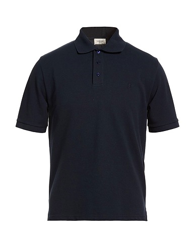 SAINT LAURENT Polo shirt Midnight blue 50% Cotton, 50% Polyester