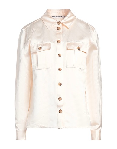 SELF-PORTRAIT Solid colour shirts & blouses Ivory 80% Viscose, 20% Linen