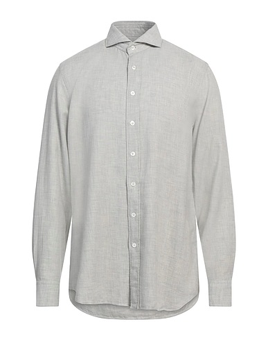 LARDINI Solid color shirt Light grey 85% Cotton, 15% Cashmere