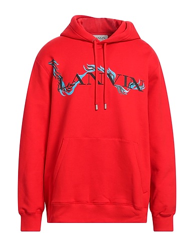 LANVIN Hooded track jacket  Red 100% Cotton, Elastane