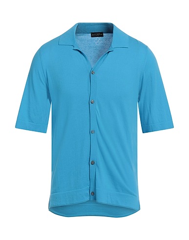 BALLANTYNE Solid colour shirt Azure 100% Cotton