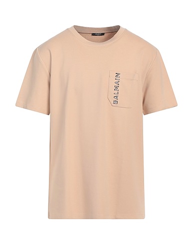 BALMAIN T-shirt Beige 63% Viscose, 31% Polyamide, 6% Elastane