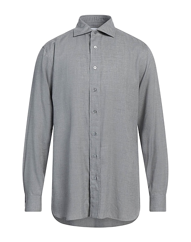 LARDINI Solid colour shirt Grey 70% Modal, 30% Wool