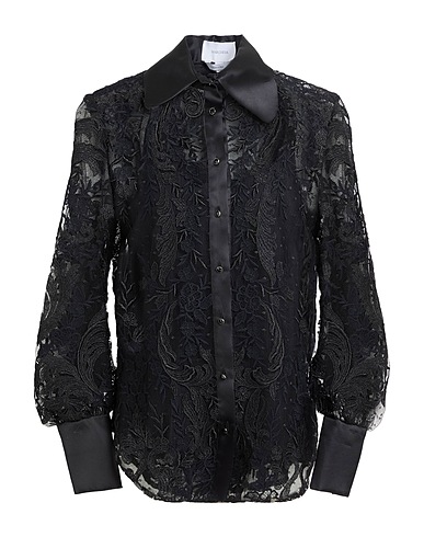 MARCHESA Lace shirts & blouses Black 43% Rayon, 29% Nylon, 28% Cotton