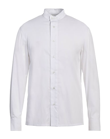 PAOLO PECORA Solid color shirt White 72% Cotton, 25% Polyamide, 3% Elastane