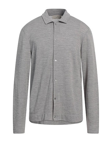 OFFICINE GÉNÉRALE 솔리드 컬러 셔츠 라이트 그레이 98% 울, 2% 폴리아미드