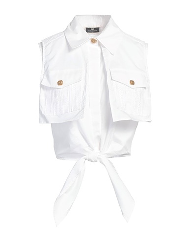 ELISABETTA FRANCHI Solid color shirts & blouses White 100% Cotton