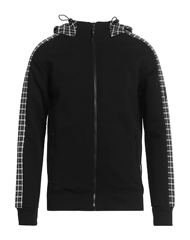 THREE STROKE Hooded track jacket  Black 80% Cotton, 20% Polyester