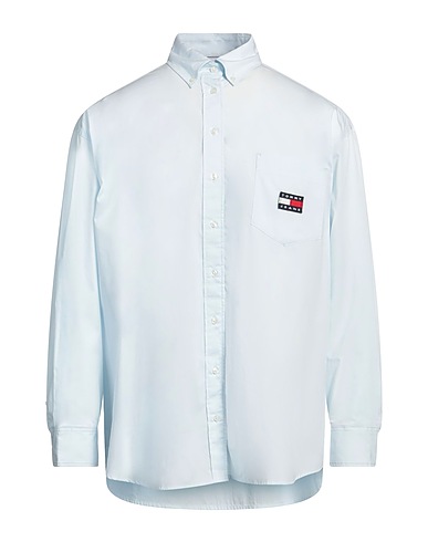 TOMMY JEANS Solid colour shirt Sky blue 100% Cotton