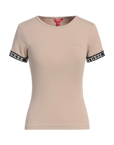 GUESS T-shirt Beige 94% Cotton, 6% Elastane