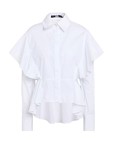 KARL LAGERFELD Solid colour shirts & blouses White 100% Organic cotton