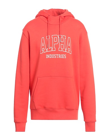 ALPHA INDUSTRIES Hooded track jacket  Tomato red 80% Cotton, 20% Polyester