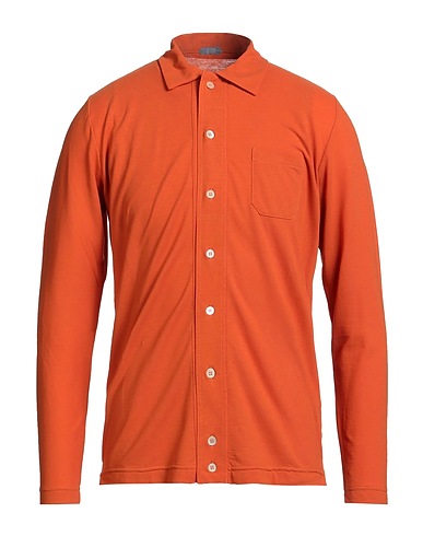 ZANONE Solid color shirt Orange 100% Cotton