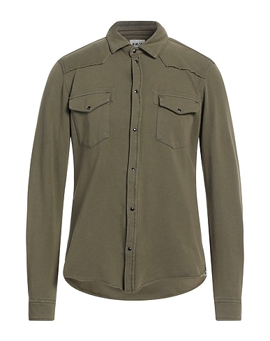 BERNA Camicia tinta unita Verde militare 95% Cotone, 5% Elastan