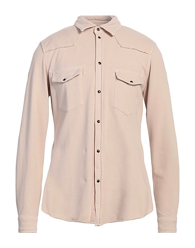 BERNA Camicia tinta unita Beige 95% Cotone, 5% Elastan