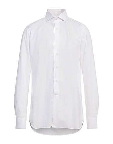 BAGUTTA Solid colour shirt White 100% Cotton