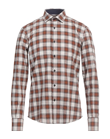 JAMES ROSS Checked shirt Brown 100% Cotton