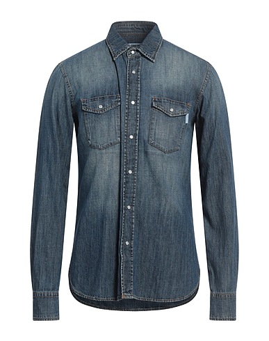 GRIFONI Denim shirt Blue 87% Cotton, 13% Hemp