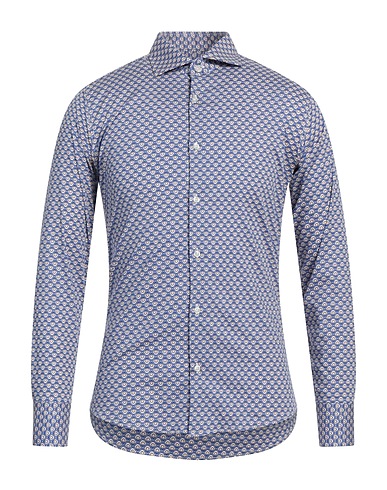 PETRO' SARTORIA ITALIANA Patterned shirt Blue 97% Cotton, 3% Elastane
