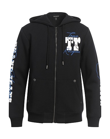 TRUE RELIGION Hooded track jacket  Black 80% Cotton, 20% Polyester