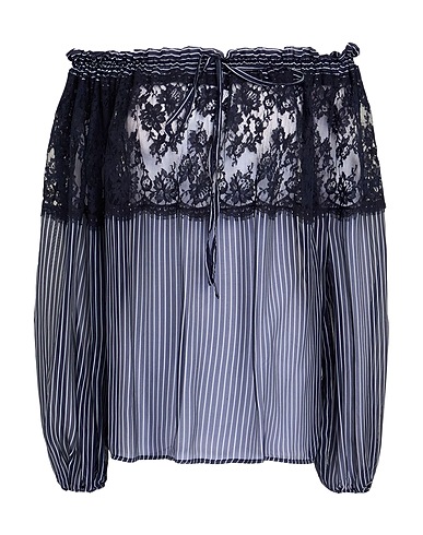 ERMANNO FIRENZE Off-the-shoulder top Midnight blue 75% Viscose, 25% Silk
