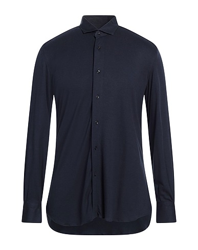 MAZZARELLI Solid color shirt Midnight blue 90% Lyocell, 10% Cashmere