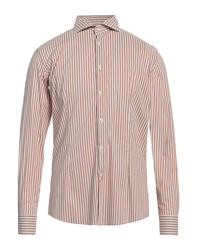 DANIELE ALESSANDRINI HOMME Striped shirt 68% Cotton, 30% Polyamide, 2% Elastane