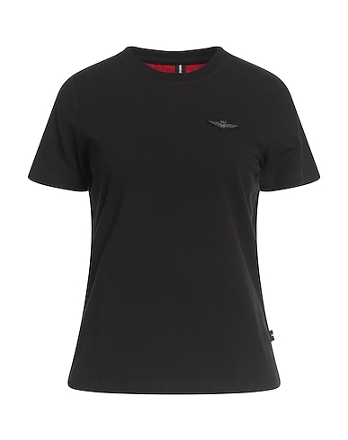 AERONAUTICA MILITARE T-shirt CRISTIANO DI THIENE Black 92% Cotton, 8% Elastane