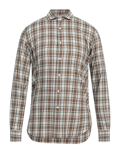 DEL SIENA Checked shirt Khaki 100% Cotton