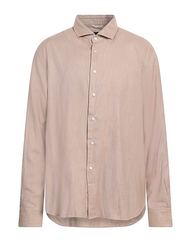 DEL SIENA Solid colour shirt Beige 60% Cotton, 40% Lyocell