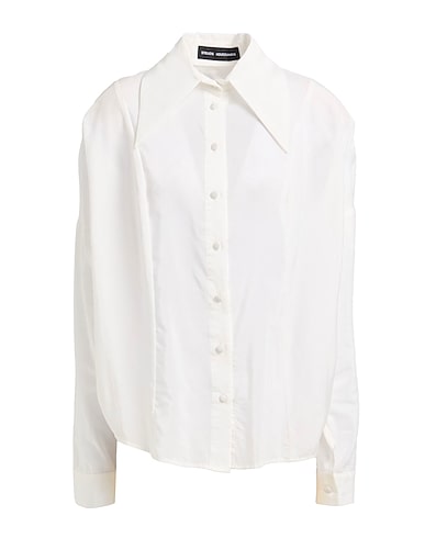 STELIOS KOUDOUNARIS Solid color shirts & blouses White 70% Cotton, 30% Silk