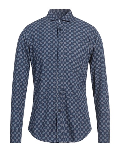CALIBAN 820 Patterned shirt Navy blue 100% Cotton