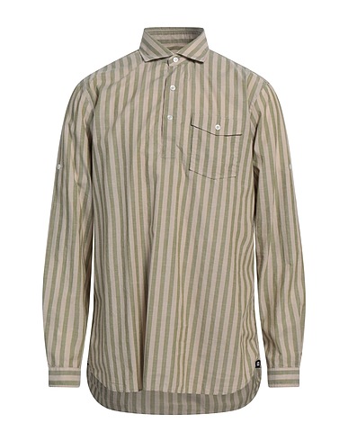LARDINI Striped shirt Military green 100% Cotton