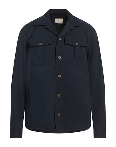 MYTHS Solid colour shirt Midnight blue 58% Cotton, 38% Nylon, 4% Elastane