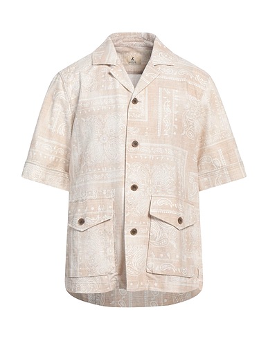 MYTHS Patterned shirt Beige 97% Cotton, 3% Elastane