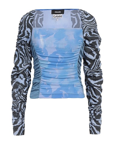 AHLUWALIA x GANNI Top Light blue 100% Cotton, Polyamide, Elastane, Rayon