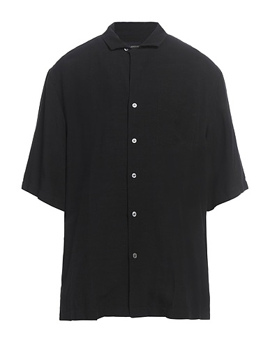 LARDINI 솔리드 컬러 셔츠 블랙 77% 레이온, 23% 리넨